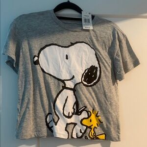 Peanuts Gray Snoopy and Woodstock Kids T-Shirt
